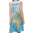 thumbnail image 2 of WORLD MAP Spring Summer Dresses for Women Fashion T-shirt Dress Casual Sleeveless Loose Sundress with Pockets, 2 of 5
