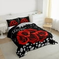 thumbnail image 4 of Feelyou Romantic Red Rose Bedding Comforter Set, Dreamy Sequin Print Grey Twin Comforter Sets, Couple Anniversary Theme Reversible Bedding Set, Breathable Home Decor, 2 Pieces, 4 of 9