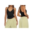 thumbnail image 3 of Débardeurs Côtelés à Bretelles Spaghetti et Col en V pour Femmes, Camisole Ajustée, Chandails de Base, 3 of 7