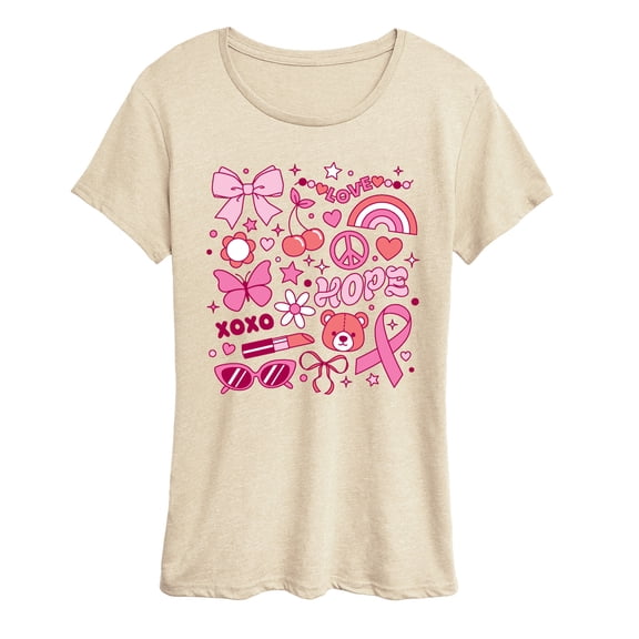 Instant Message - Breast Cancer Awareness Collage - Women's Short Sleeve Graphic T-Shirt