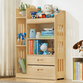 thumbnail image 3 of Magshion Wood 4 Tiers 2 Drawers Bookshelf, Toys Books Display Storage Bookcase, Natural, for Home, 3 of 10