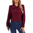 thumbnail image 6 of Long Sleeve Shirts for Women Elegant Tie Neck Blouse Long Sleeve Soft Tunic Top with Bow Detail Outfits Modern, 6 of 9