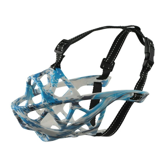 HOZVOMI Dog Mouth Cover for Licking, Biting, Eating - Adjustable and Breathable Muzzle for Dogs - Reflective Design for Safe Night Walks