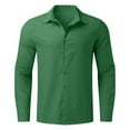 thumbnail image 2 of Caqnni Men's Long Sleeve Button Down Shirt Casual Regular-Fit Oxford Dress Shirts Beach Wedding Shirts (Green,L), 2 of 5