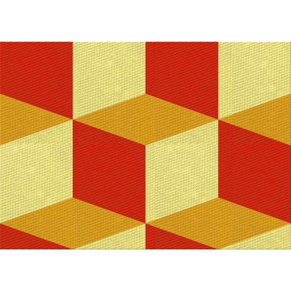 Ahgly Company Machine Washable Indoor Rectangle Transitional Bold Yellow Area Rugs, 3' x 5'