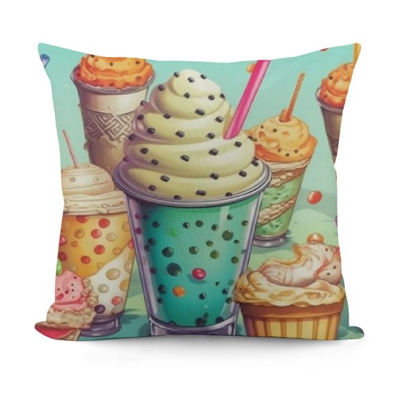 Zippered Pillow Protectors Cover Case Colorful-Milk-Tea Decorative Throw Pillow Cover Square Cushion Case
