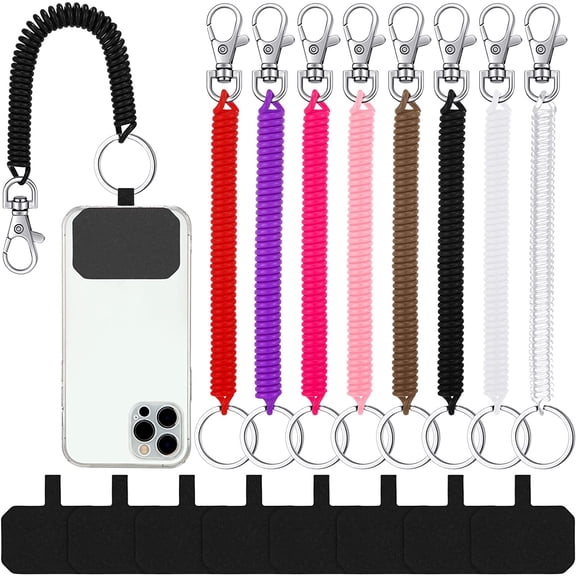 8 Sets Phone Lanyard Tether with Patch Lasso Strap and Phone Case Ahor Retractable Cell Phone Belt Lanyard Cell Phone Anti Theft Strap Smartphone Harness for Skiing Compatible with Most Smartphones