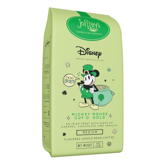 Joffrey's Coffee - Disney Mickey Mouse Cup O' Gold,Disney Specialty Coffee Collection, Medium Roast, Arabica Beans, Caramel, Chocolate, and Vanilla Flavor, Brew or French Press (Ground, 11 oz)