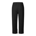 thumbnail image 4 of Linen Pants for Women Petite Wide Leg Baggy Elastic Waist Flowy Palazzo Casual Pants with Pockets Beach Travel Trousers Pull On Black M, 4 of 6