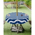 thumbnail image 4 of nqOlkjepod Navy Blue White Outdoor Tablecloth with Umbrella Hole & Zipper, Abstract Waves Water Ripple Striped Round Table Cover 54 Inch, Dining Waterproof Table Cloth Protector for Patio/Party, 4 of 7