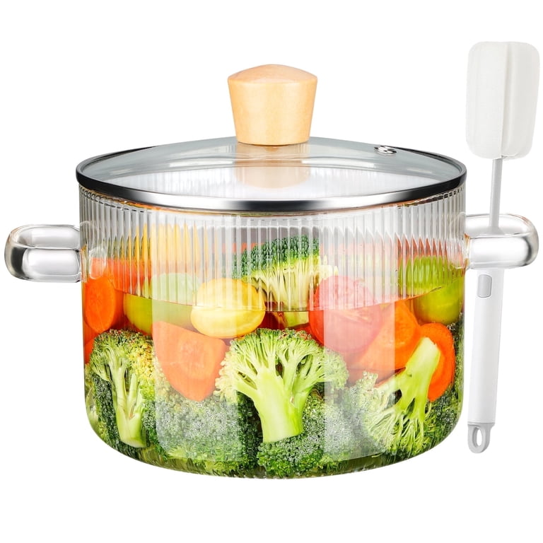 NiHome 1.8L Borosilicate Glass Cooking Pot with Wooden Lid photo 1