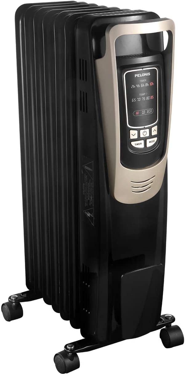 Oil Filled Space Heater With Digital Thermostat PELONIS Oil Filled Radiator Heater Luxurious Champagne Portable Space