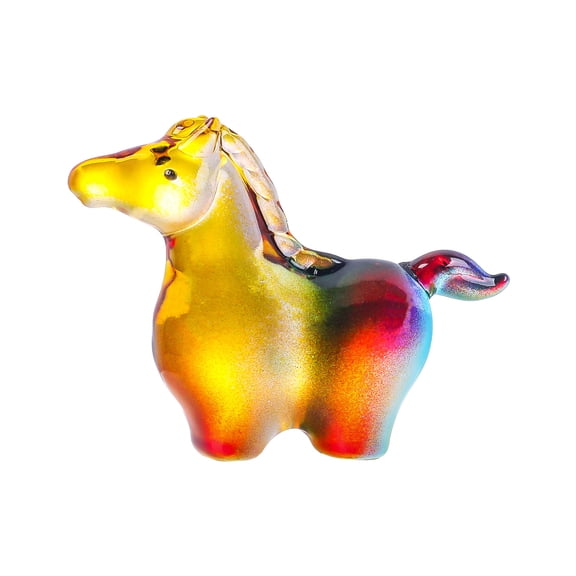 1pcs 3.12in Crystal Horse of Glass Figurines Collectible，Cute Glass Animals Ornament Horse Decor Statue，Home Decor Ornaments,Style 2 Multicolor