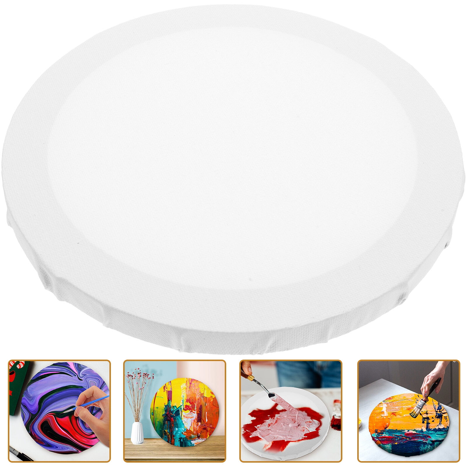 CertBuy 18 Pack Round Canvas 4 inch, Circle Canvases for Painting, Blank White Canvas Boards, Circle Canvas Panel Boards, Cotton Painting Canvas