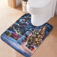 thumbnail image 3 of U-Shaped Toilet Mat Plush Bathroom Rug Mat Non Slip Bathroom Mats Snowman Next To Christmas Tree, 3 of 5