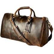 Leather Duffle Bag for Men Travel Gym Sports Carry on Luggage Duffel Bag Overnight Weekender Gift by Rustic Town