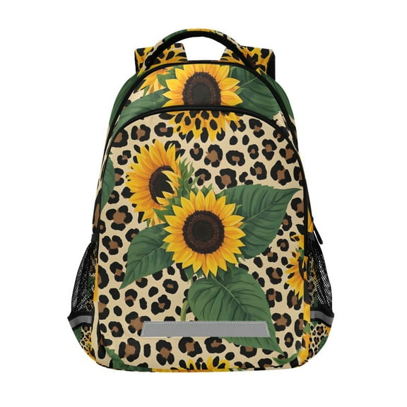 ALAZA Sunflower in Leopard Backpack Elementary School Bag Bookbag Travel Rucksack