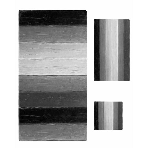 Black Gray Ombre Bath Towels for Bathroom Set,Luxury Microfiber Towels Gifts for Women,Quick Dry Beach Kitchen Hand Hair Face Towel and Dish Washcloth,Vintage Country Wooden Yoga Towels Set