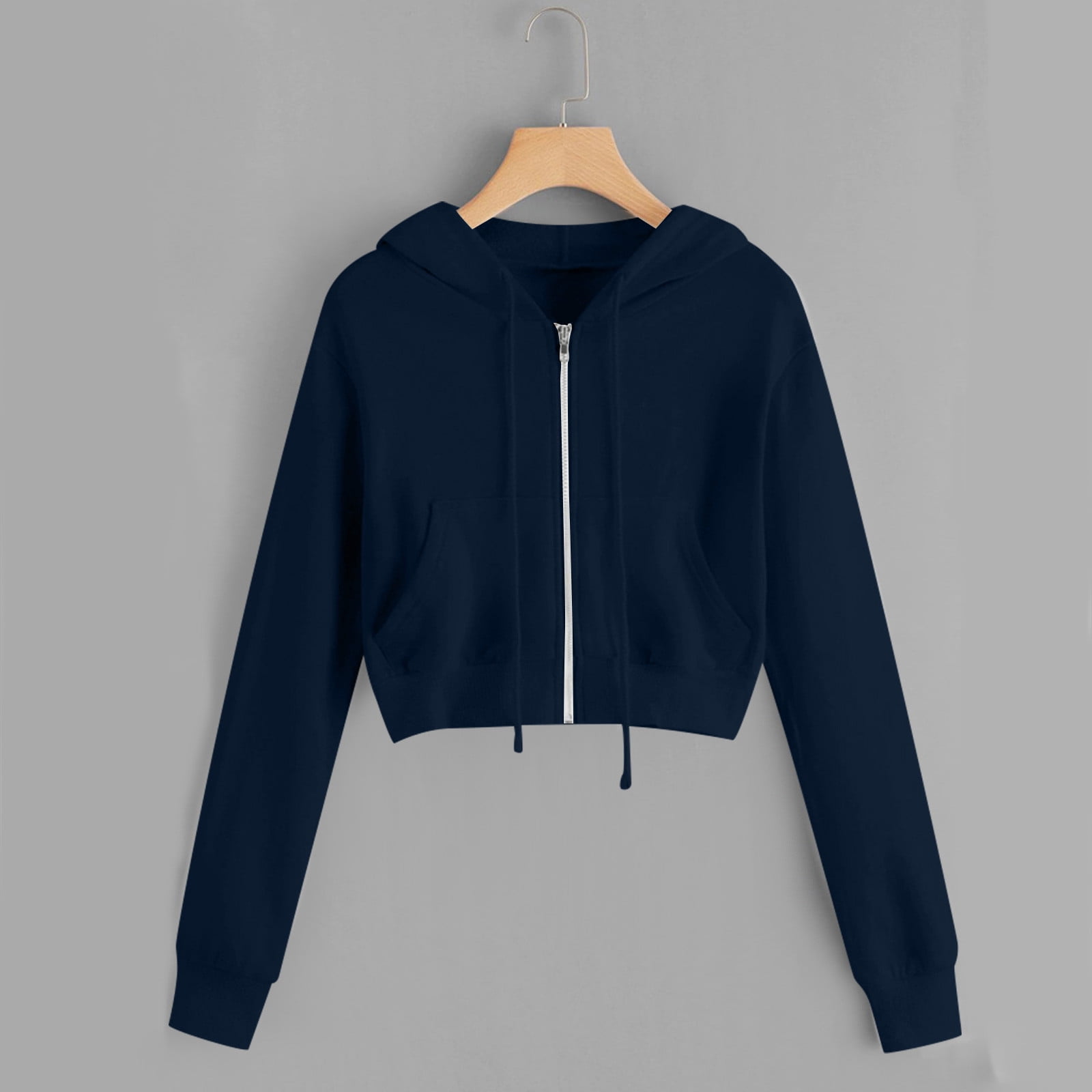 Dezsed Cropped Zip Up Hoodie Women Casual Solid Long Sleeve Dezsed Cropped Zip Up Hoodie Women Casual Solid Long Sleeve