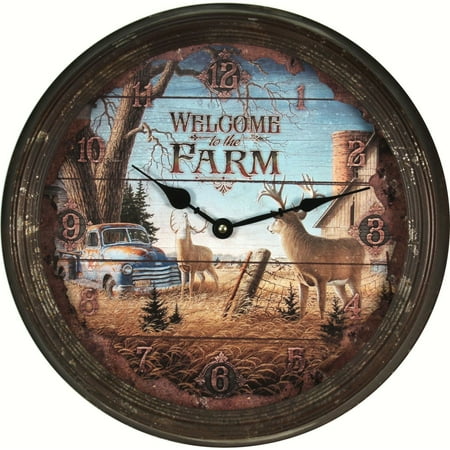 Rivers Edge Deer on Farm Vintage Wall Clock