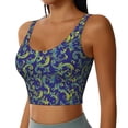 thumbnail image 2 of Fotbe Uncaria Flower Pattern Womens' Sports Bra Longline Wirefree Padded with Medium Support Sports Moisture-Wicking Workou Vest,Tank Top-Large, 2 of 9