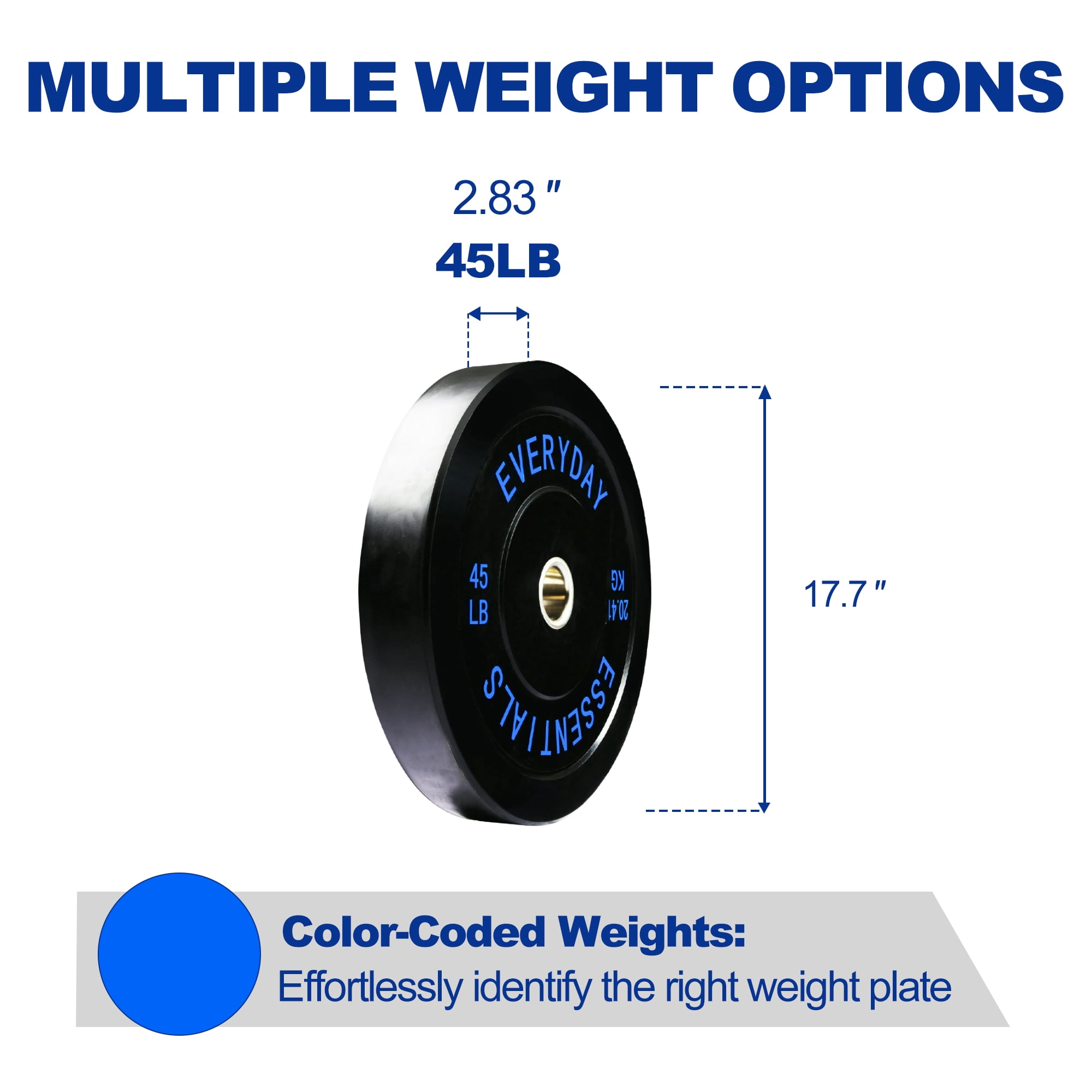 BalanceFrom Olympic Bumper Plate Weight Plate with Steel Hub, Black, 45 lbs Single