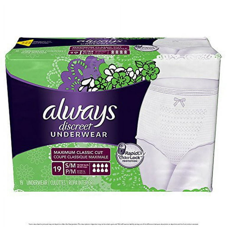  Always Discreet Adult Incontinence & Postpartum Underwear For  Women, Classic Cut, Size Large, Maximum Absorbency, Disposable, 17 Count :  Health & Household
