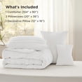 thumbnail image 5 of King Comforter Set - 4 Pieces Pinch Pleat Bed Set, White Boho Bedding for All Season, 1 Soft Comforter, 2 Pillowcases, 1 Decorative Pillow, 5 of 7