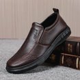 thumbnail image 4 of Zapatos de cuero para hombre, zapatos casuales negros puros, zapatos sin cordones, zapatos de conducción antideslizantes de suela blanda para papá, 4 of 5