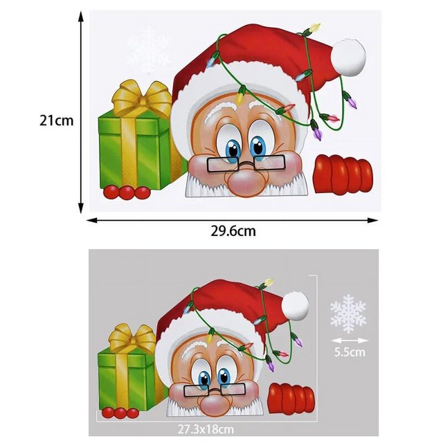 Pegatinas de ventana de Feliz Navidad, calcomanías de Arte de pared de vidrio de baño, Papá Noel, muñeco de nieve, alce, pegatinas de PVC extraíbles, Festival