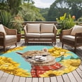 thumbnail image 4 of Round Rug 6Ft Washable Non-Slip, Alpaca Sunflowers Circle Area Rugs for Living Room Bedroom, Watercolor Animals Floral Plant Teal Indoor Floor Mats Carpet Runner for Home Decor Aesthetic, 4 of 8