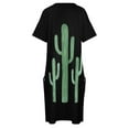 thumbnail image 4 of Three Beautiful Green cactus suculenta en negro Design vestido suelto con bolsillo para mujer vestidos de graduación elegantes de lujo, 4 of 6