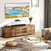 RTVR Rolling TV Stand Modern 3 Shelves for TVs up to 85 inch, Wood Base for Home Office, White