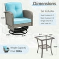 thumbnail image 3 of 3-Piece Outdoor Swivel Rocker Chairs, 360° Patio Rattan Wicker Swivel Rocking Chair Set with Thickened Cushions and Glass Coffee Table, Max Weight 360 LBS, Light Blue, 3 of 8