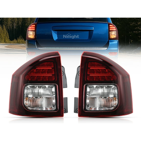 Nilight Taillight Assembly Compatible with 2014 2015 2016 2017 Jeep Compass Tail Light OE Style Rear Lamp Replacement Driver and Passenger Side w/Bulbs