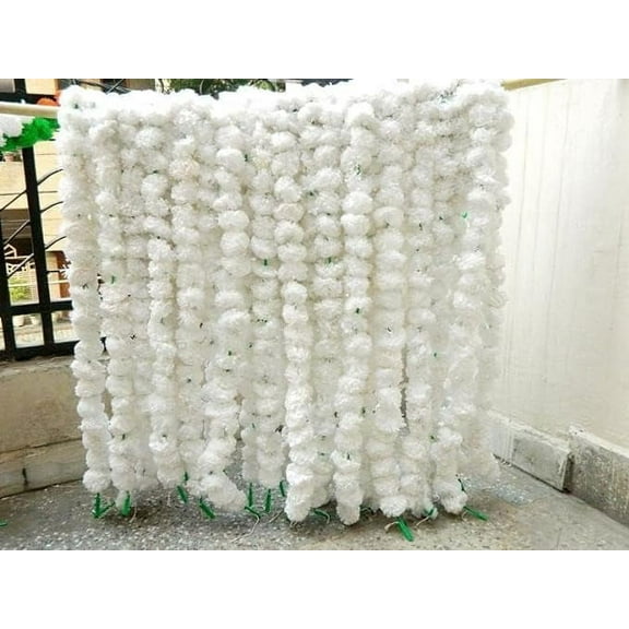 Long Artificial Marigold Flower Garlands for Pooja/Puja,Wedding Party,Christmas Decoration Pack of 5 Pcs - 4.5 Feet Each