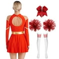 thumbnail image 2 of TiaoBug Womens Cheer Leader Costume Cheering Uniform Long Sleeve Dress with Stockings Red B M, 2 of 7