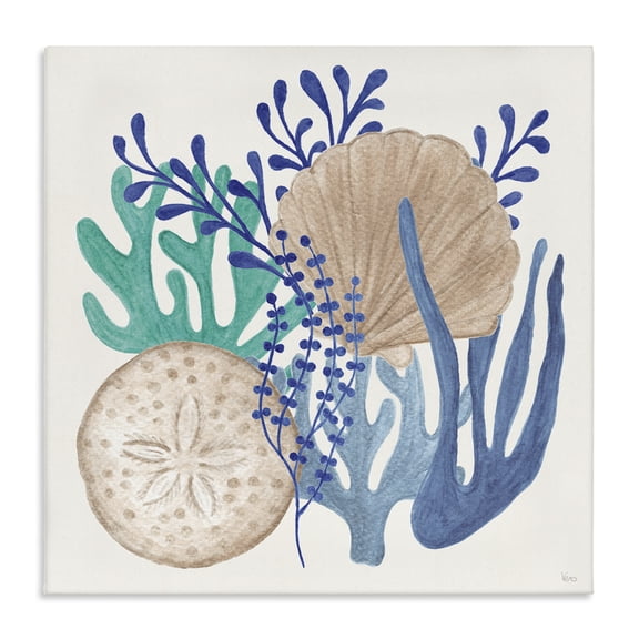 Stupell Industries Bohemian Coastal Sea Life Canvas Art, 17 x 17, by Veronique Charron