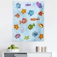thumbnail image 1 of Ocean Tapestry, Types of Fish in Deep Sea Navy Nautical Life Seahorse Shells with Aqua Backdrop Image, Fabric Wall Hanging Decor for Bedroom Living Room Dorm, 5 Sizes, Multicolor, by Ambesonne, 1 of 1