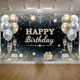thumbnail image 3 of Gold Silver Theme Banner Glittery Design Birthday Party Backdrop Luxury Style Black Background Celebration Display for Birthday Party Adult Celebration Indoor Decoration, 3 of 9