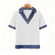 thumbnail image 5 of TaTaai Women’s Casual Lapel Button Blouse Short Sleeve Loose Fit Denim Stitching Pullover Top Solid Color Polyester Spring Holiday Wear Gift, 5 of 7