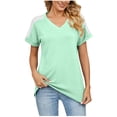 thumbnail image 1 of Birdeem Womens V- Neck Hollow Out Recreational Short Sleeve Tops, 1 of 8