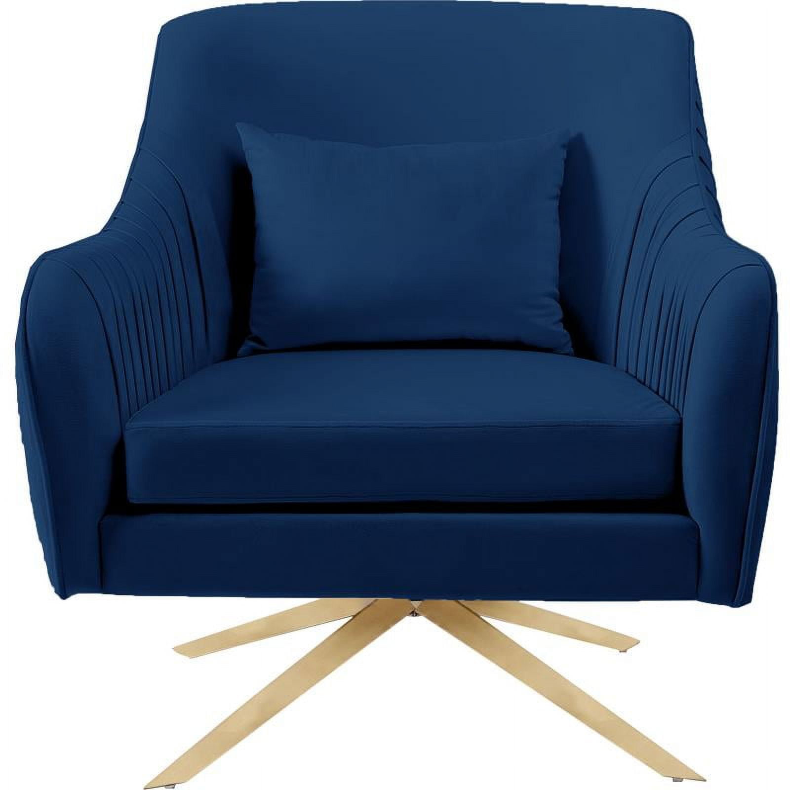 Meridian Furniture Paloma 17.5"H Velvet Accent Chair in Navy and Gold
