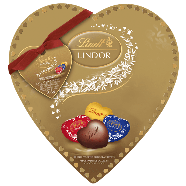 Cœurs en chocolat assortis LINDOR AMOUR de Lindt – Boîte (108 g