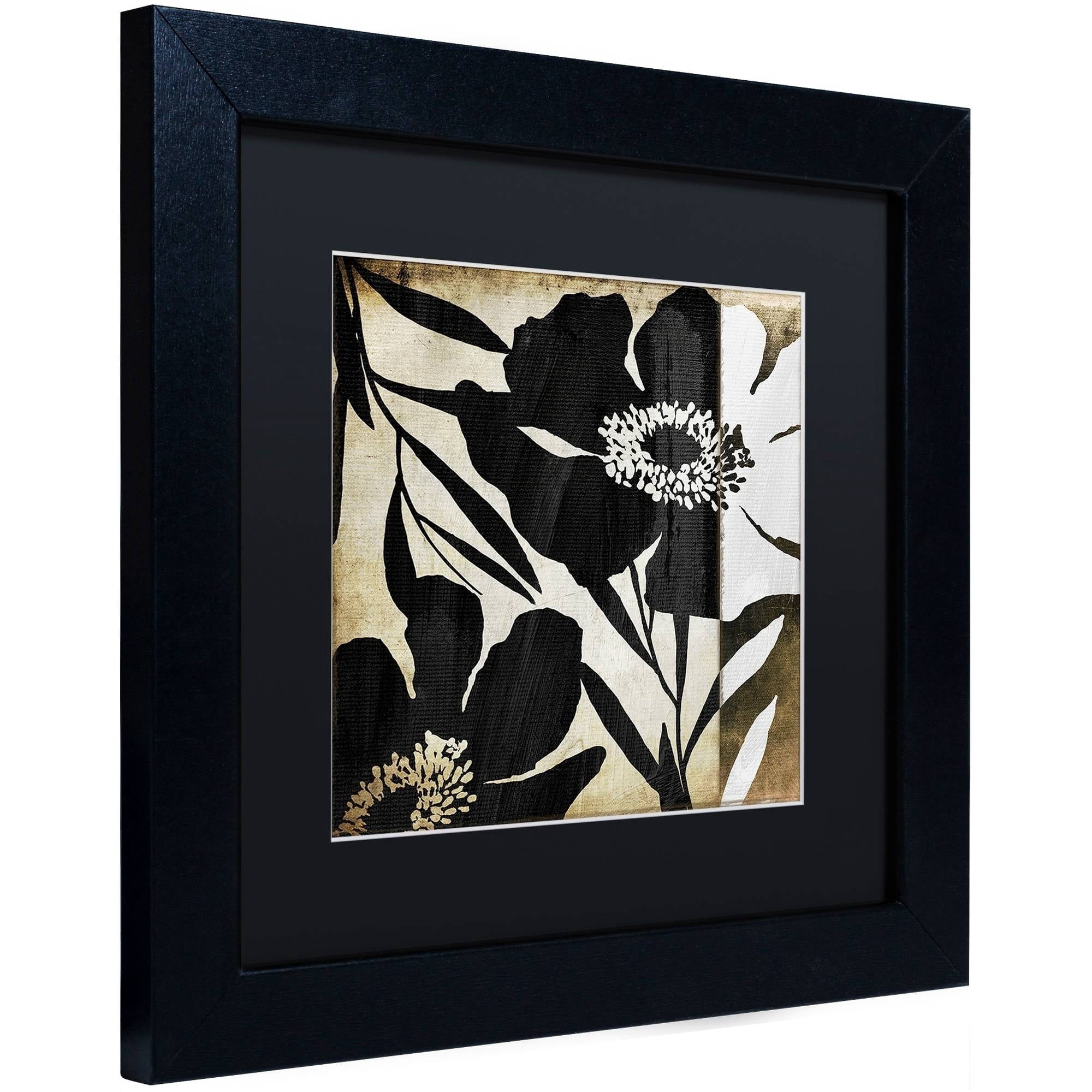 Trademark Fine Art "Floral Jungle Lines II" Canvas Art by Color Bakery Black Matte, Black Frame