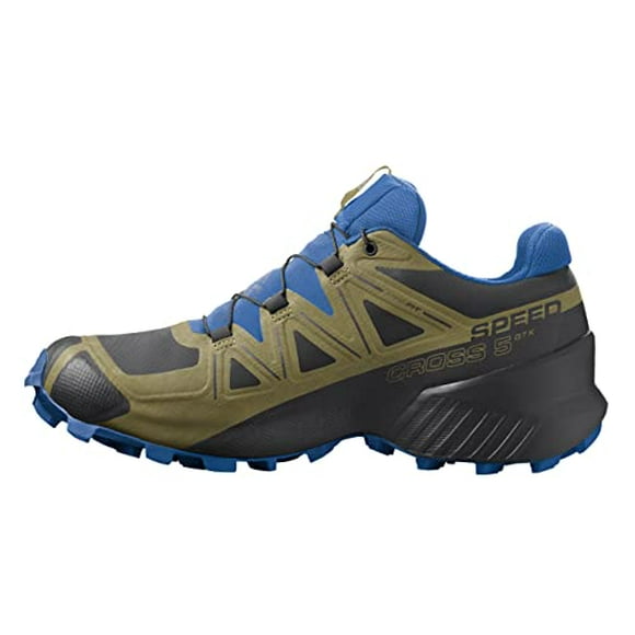 Salomon Men's SPEEDCROSS 5 GORE-TEX Trail Running Shoes For Men, Black/Green Moss/Skydiver, 10.5