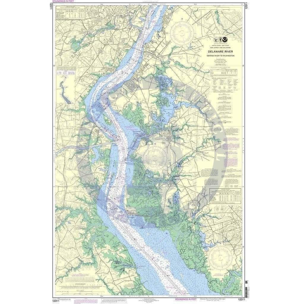 NOAA Nautical Chart 12311 Delaware River Smyrna River to Wilmington