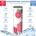 thumbnail image 5 of Rose 20 Oz Stainless Steel Skinny Tumbler – Vacuum Insulated Slim Travel Cup with Lid & Stainless Steel Straw, 360° Full Wrap Printed Tumbler for Home, Office & Outdoor Use, Spring, Floral, 5 of 6
