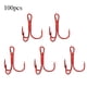 thumbnail image 1 of Anzuelo de pesca Jadeshay 100 piezas Anzuelos triples rojos, 1 of 8