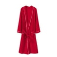thumbnail image 3 of Pajama Skirt Women Kimonos Robes Waffles Weave Long Robe Knit Bathrobe Sleepwear Night Gowm Loungewear with Pocket S-20 Red-a M, 3 of 8
